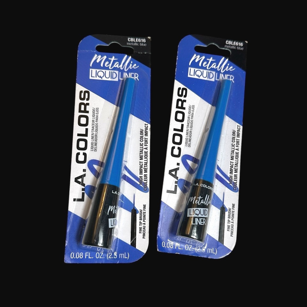 Lot of 2 LA Colors Metallic Liquid Eyeliner Metallic Blue CBLE616 Fine Tip Brush
